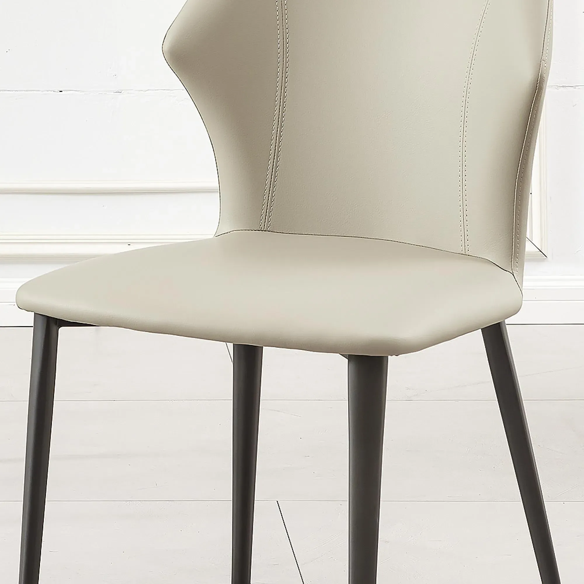 Elaine Dining Chair - Taupe, Faux Leather