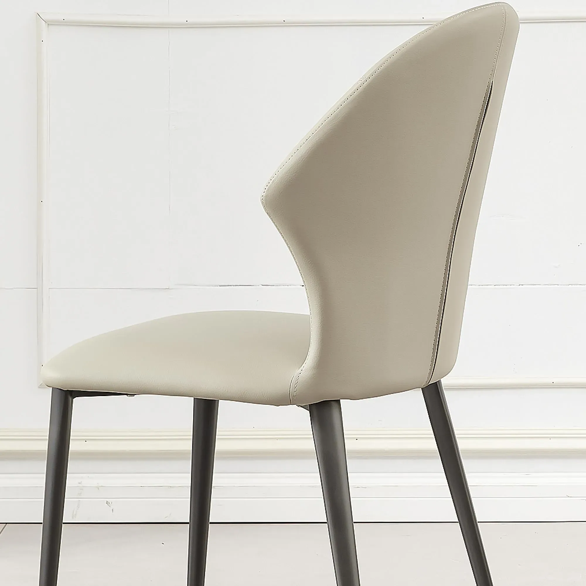Elaine Dining Chair - Taupe, Faux Leather
