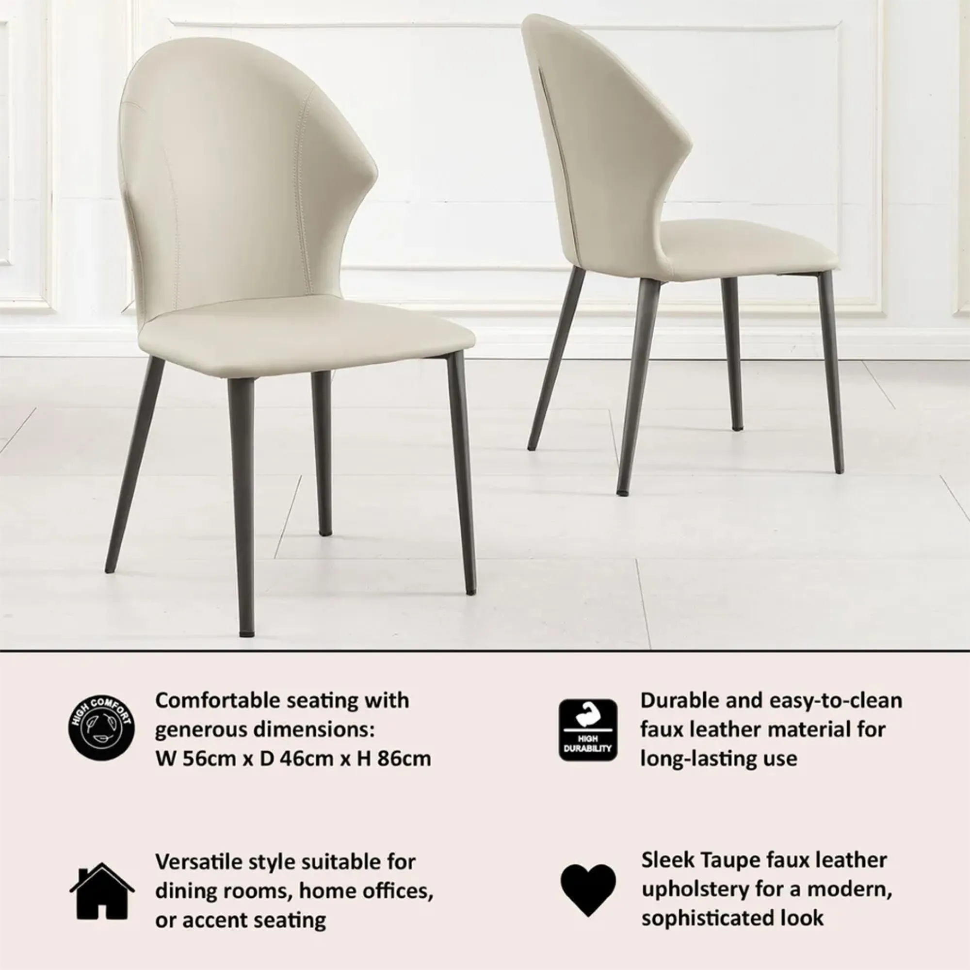 Elaine Dining Chair - Taupe, Faux Leather