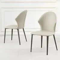 Elaine Dining Chair - Taupe, Faux Leather