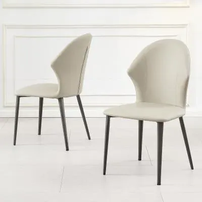 Elaine Dining Chair - Taupe, Faux Leather