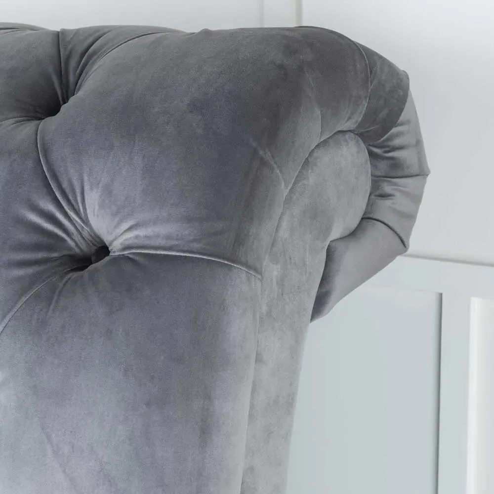 Ellis King Size Bed Frame - Grey, Velvet