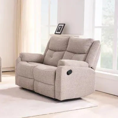 Ellison 2-Seater Manual Recliner Sofa - Cream, Fabric