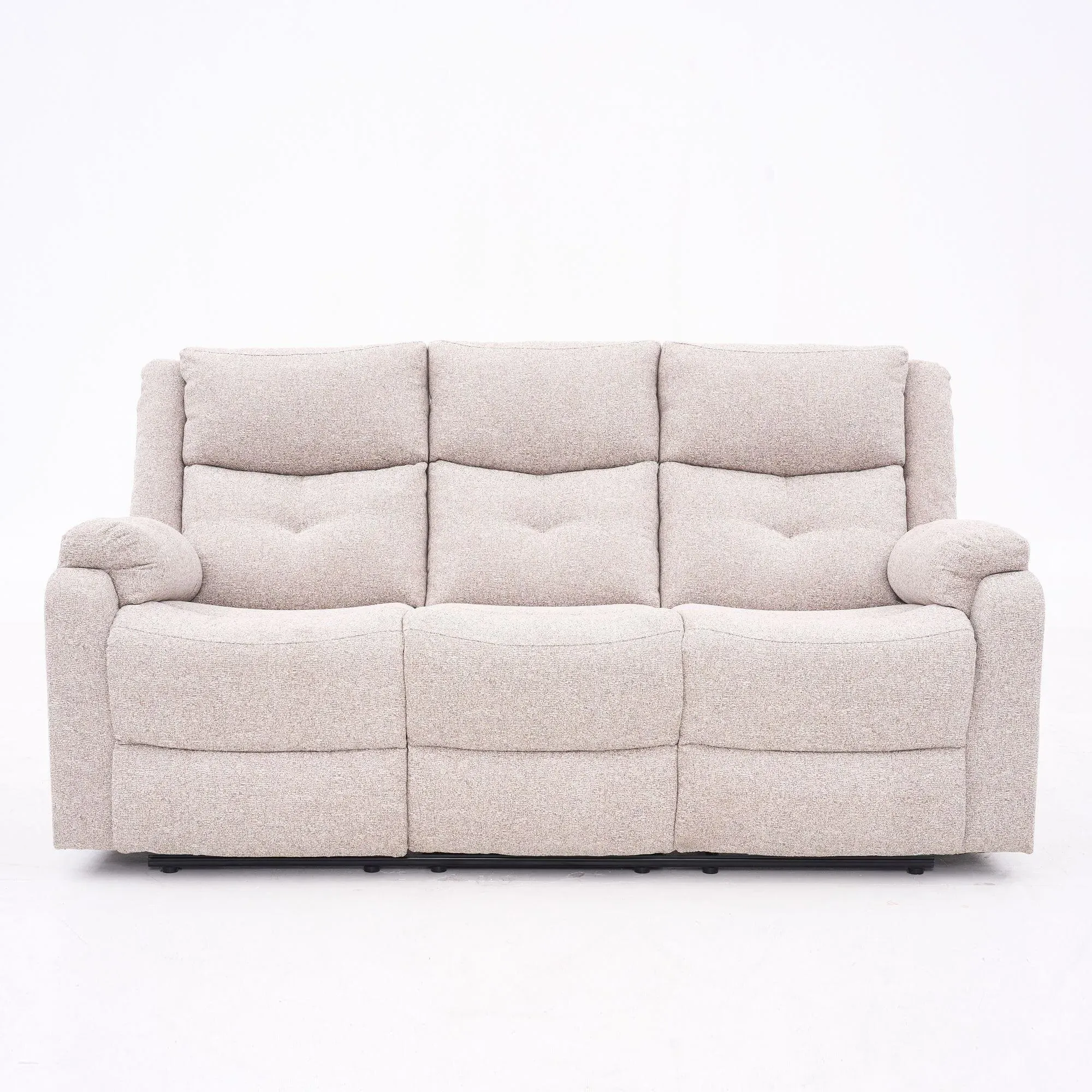 Ellison 3-Seater Manual Recliner Sofa - Cream, Fabric