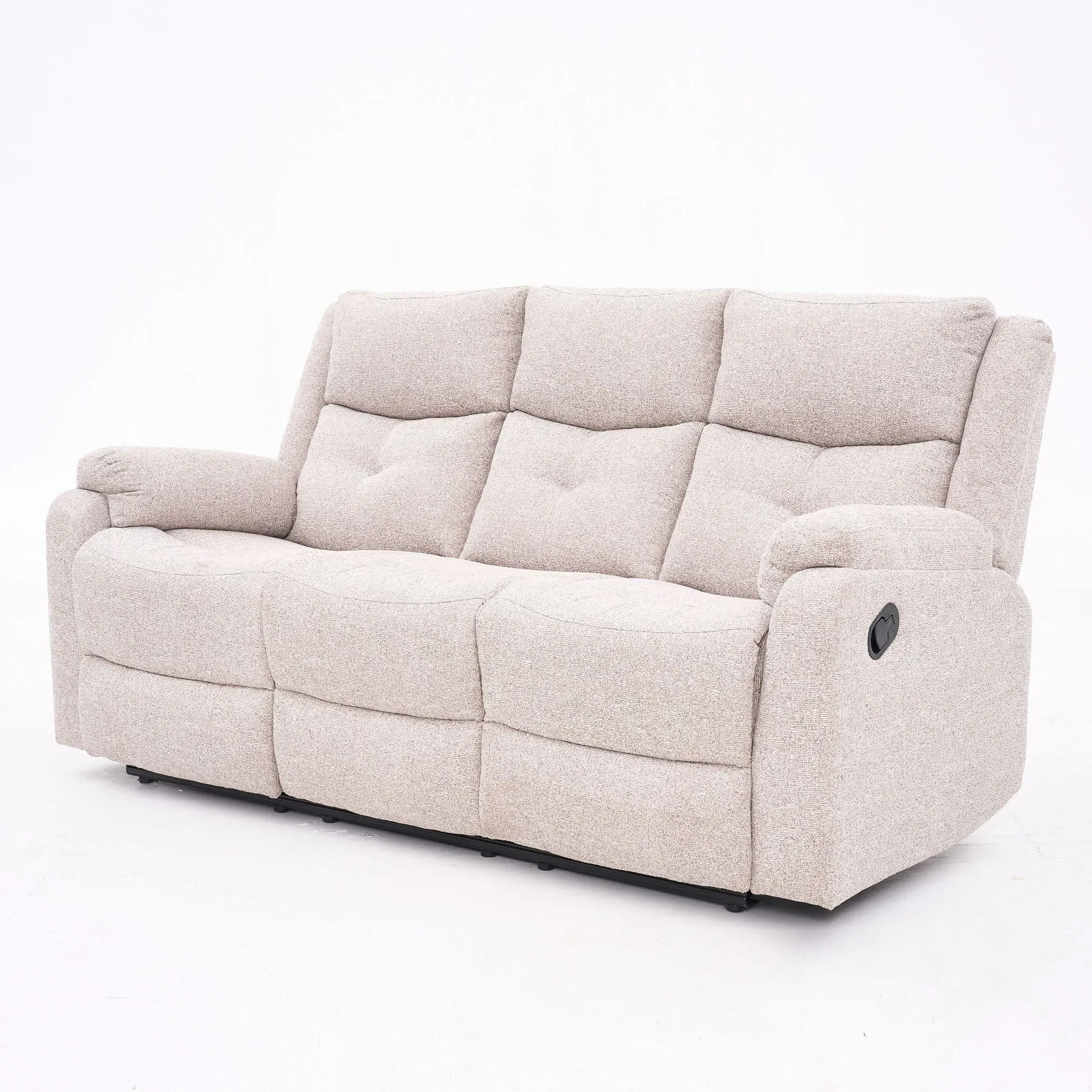 Ellison 3-Seater Manual Recliner Sofa - Cream, Fabric