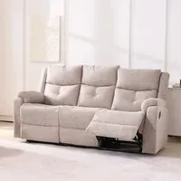Ellison 3-Seater Manual Recliner Sofa - Cream, Fabric