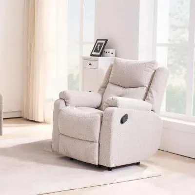 Ellison Manual Recliner Armchair - Cream, Fabric image