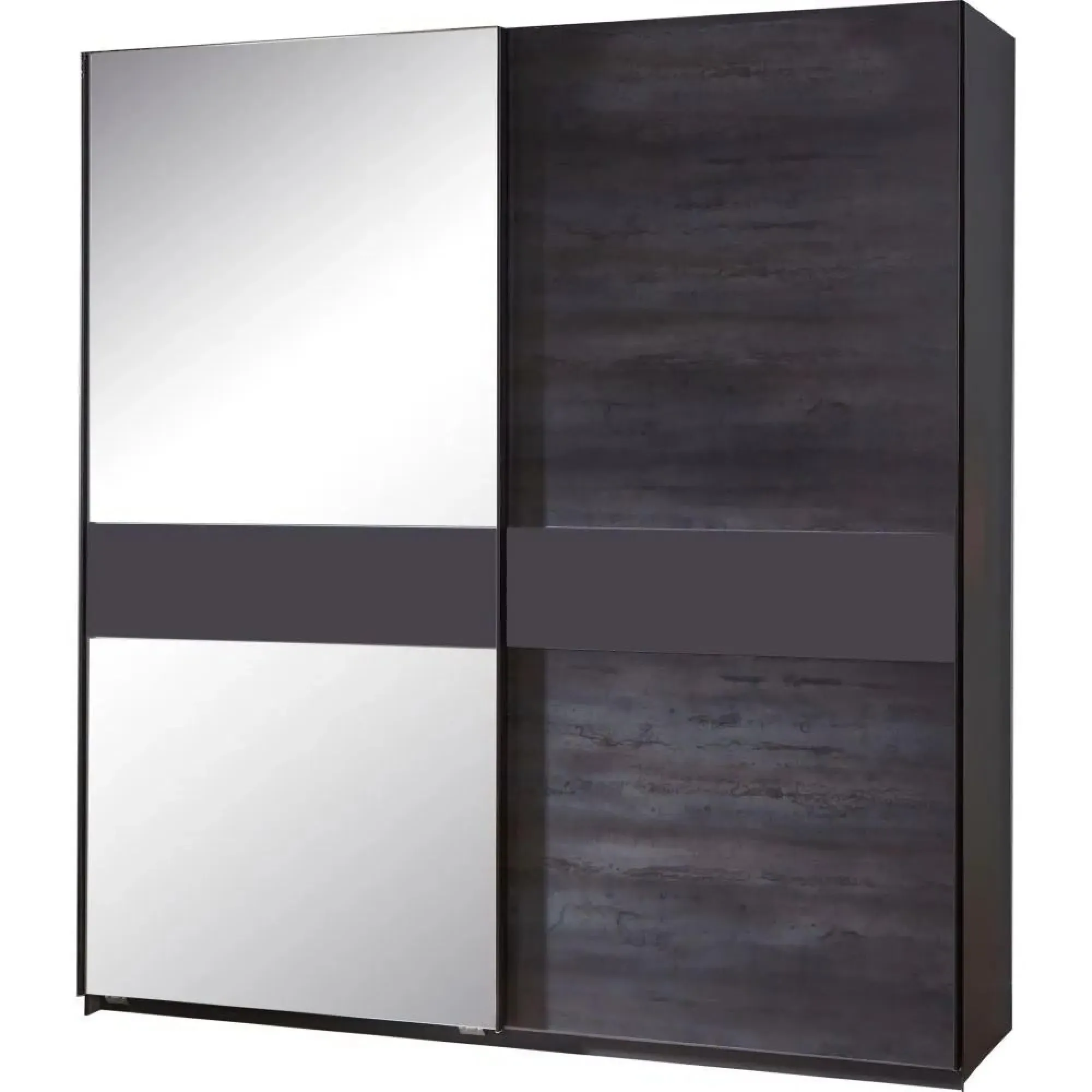 Erfurt 2 Door Sliding Wardrobe with Mirror - Graphite