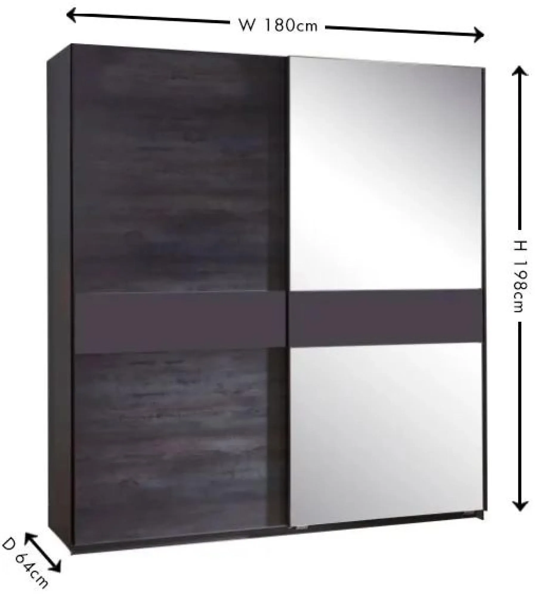 Erfurt 2 Door Sliding Wardrobe with Mirror - Graphite