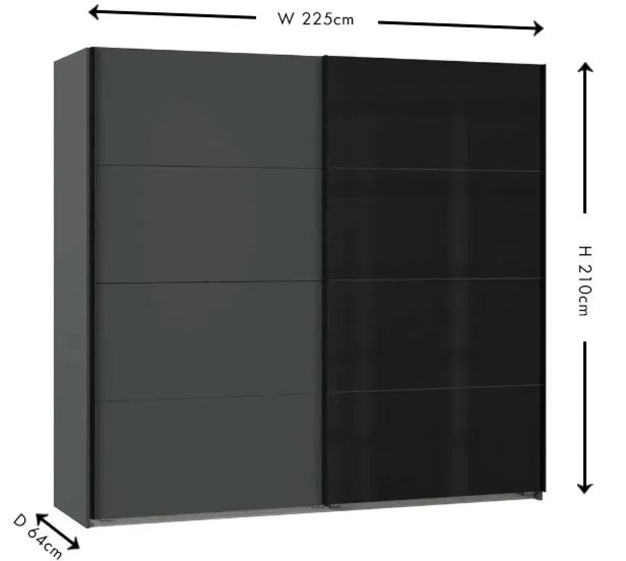 Ernesto 2 Door Sliding Wardrobe - Black