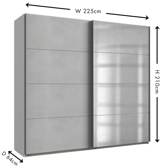 Ernie 2 Door Sliding Wardrobe - Concrete Grey