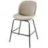 Etta Bar Stool with Black Footrest - Beige, Fabric