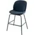 Etta Bar Stool with Black Footrest - Blue, Fabric