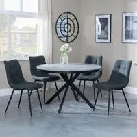Ezra 4-Seater Round Dining Set with Spider Legs - Grey