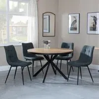 Ezra 4-Seater Round Dining Set with Spider Legs - Oak