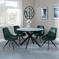 Ezra 4-Seater Round Dining Set with Swivel Chairs - Grey