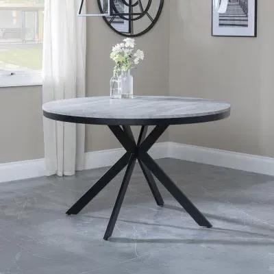 Ezra 4-Seater Round Dining Table - Grey, MDF image
