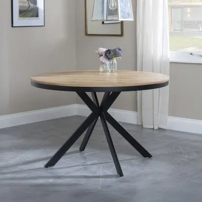 Ezra 4-Seater Round Dining Table - Oak, MDF