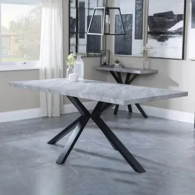 Ezra 8-Seater Dining Table with Spider Legs - Grey, MDF image