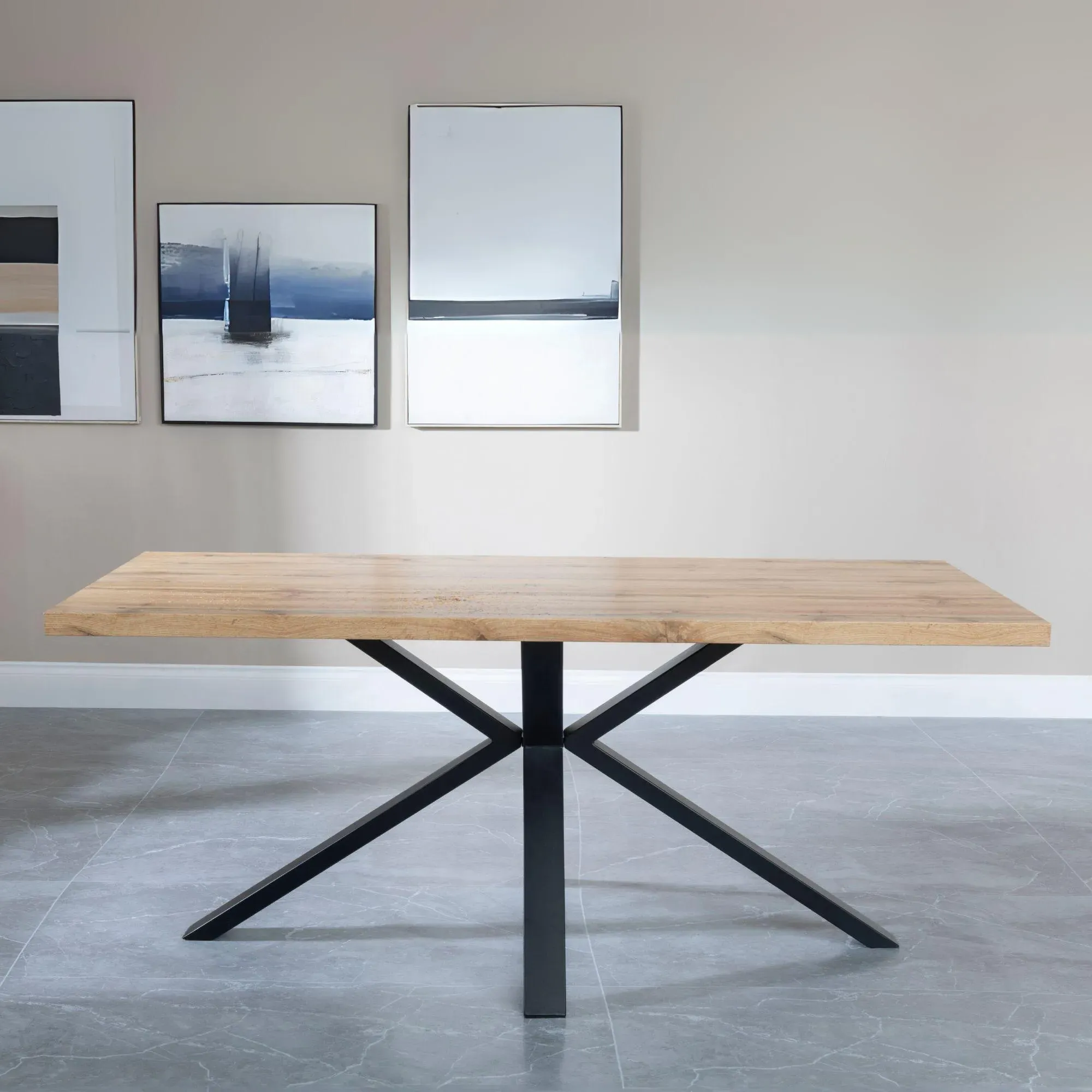 Ezra 8-Seater Dining Table with Spider Legs - Oak, MDF