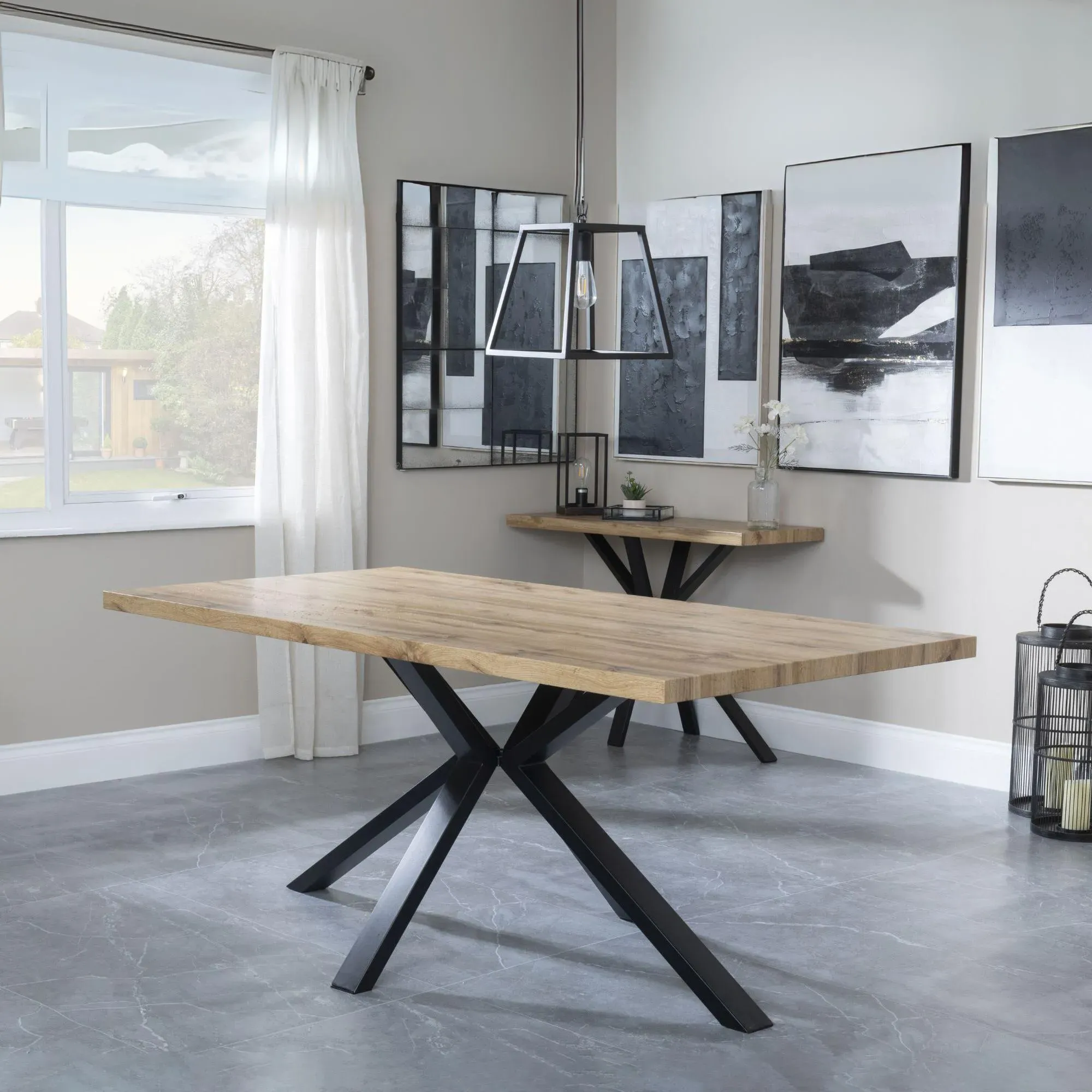 Ezra 8-Seater Dining Table with Spider Legs - Oak, MDF