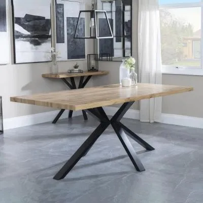 Ezra 8-Seater Dining Table with Spider Legs - Oak, MDF