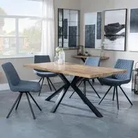 Ezra Oak Dining Set with Spider Legs - Dark Grey, Fabric