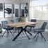 Ezra Oak Dining Set with Spider Legs - Dark Grey, Fabric