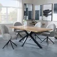 Ezra Oak Dining Set with Spider Legs - Dark Grey, Fabric