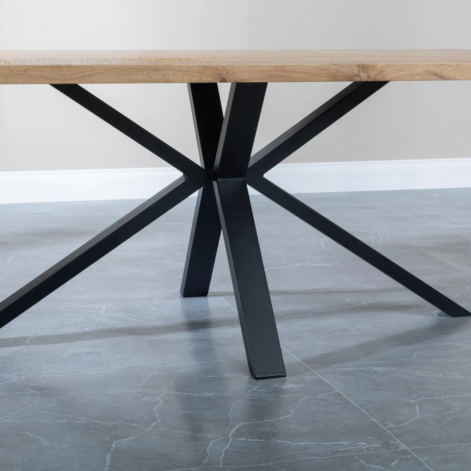 Ezra Oak Dining Set with Spider Legs - Orange, Fabric