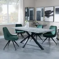 Ezra Rectangular Dining Set with Spider Legs - Grey, MDF