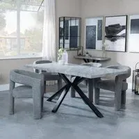 Ezra Rectangular Dining Set with Spider Legs - Grey, MDF