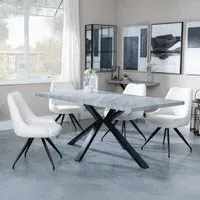 Ezra Rectangular Dining Set with Spider Legs - Grey, MDF
