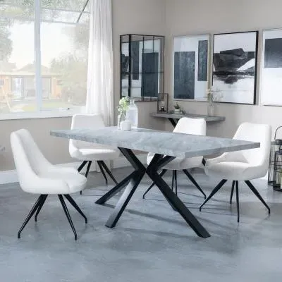 Ezra Rectangular Dining Set with Spider Legs - Grey, MDF
