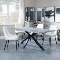 Ezra Rectangular Dining Set with Spider Legs - Grey, MDF