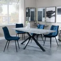 Ezra Rectangular Dining Set with Spider Legs - Grey, MDF