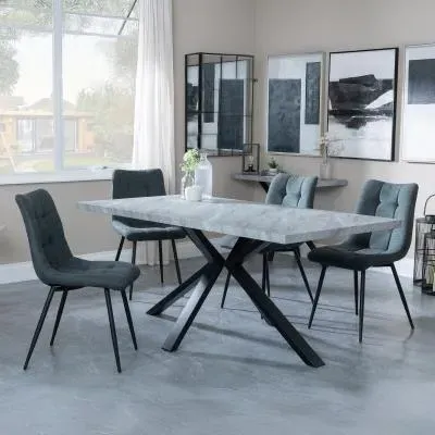 Ezra Rectangular Dining Set with Spider Legs - Grey, MDF image