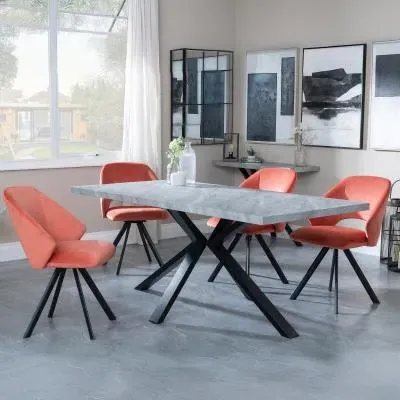 Ezra Rectangular Dining Set with Spider Legs - Grey, MDF