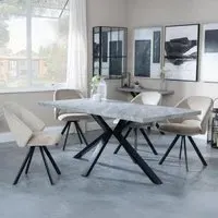 Ezra Rectangular Dining Set with Spider Legs - Grey, MDF
