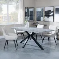 Ezra Rectangular Dining Set with Spider Legs - Grey, MDF