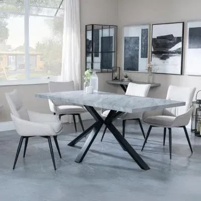 Ezra Rectangular Dining Set with Spider Legs - Grey, MDF