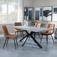 Ezra Rectangular Dining Set with Spider Legs - Grey, MDF