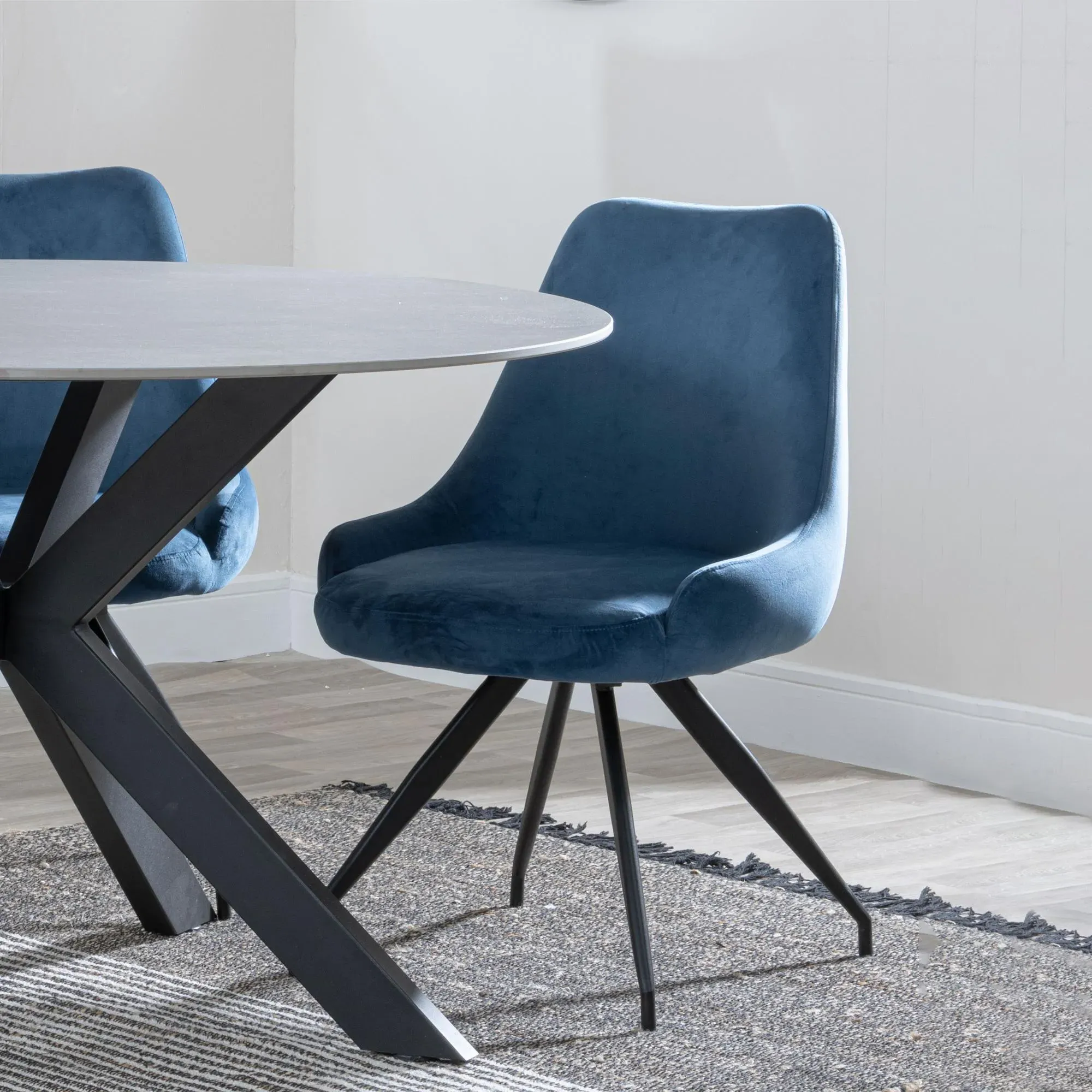 Ezra Rectangular Dining Set with Spider Legs - Grey, MDF