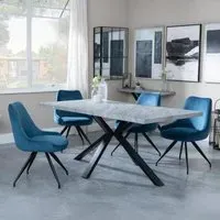 Ezra Rectangular Dining Set with Spider Legs - Grey, MDF