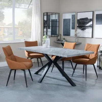 Ezra Rectangular Dining Set with Spider Legs - Grey, MDF
