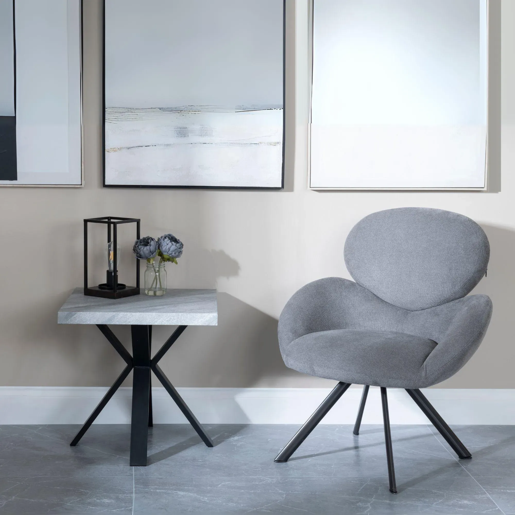 Ezra Square End Table with Spider Legs - Grey, MDF