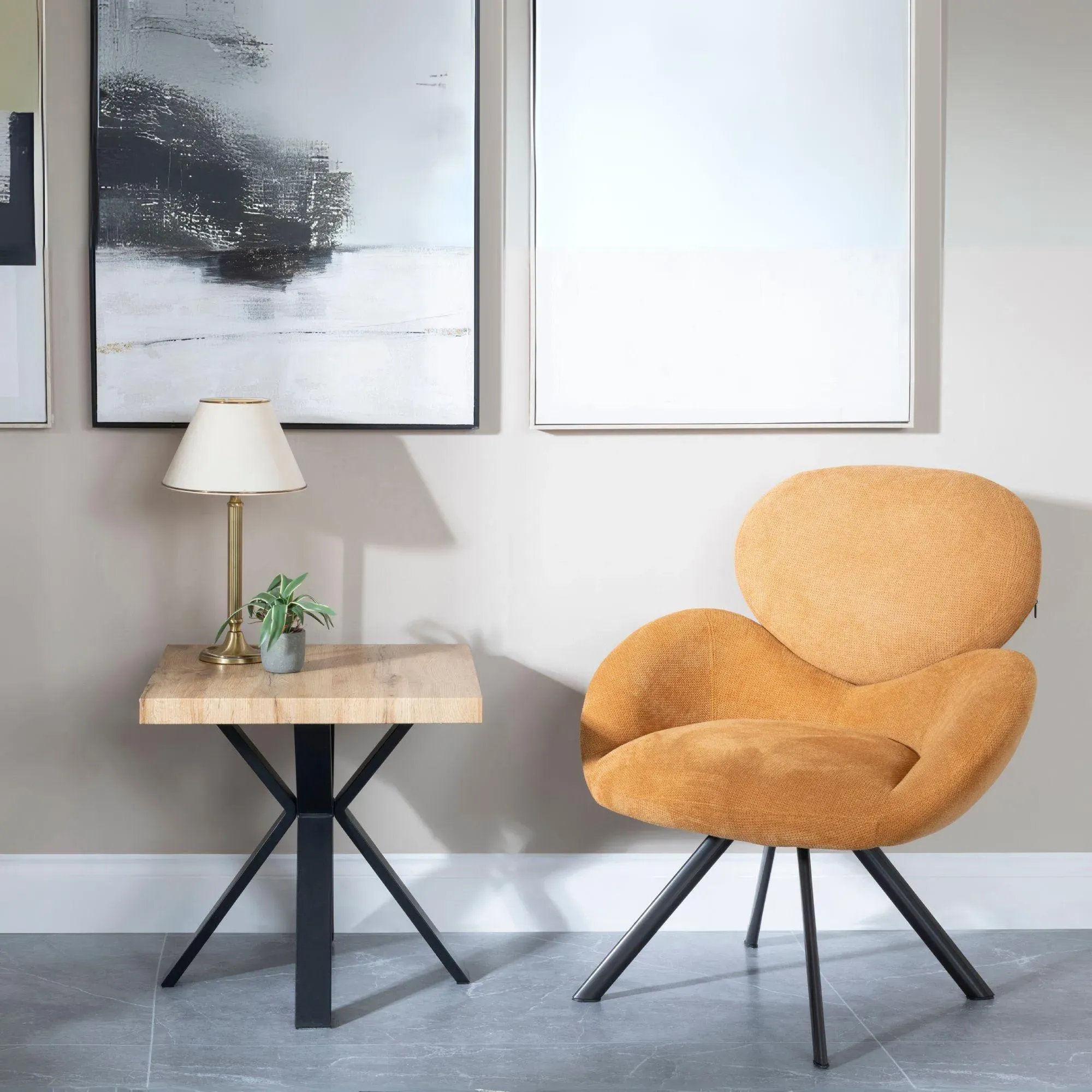 Ezra Square End Table with Spider Legs - Oak, MDF