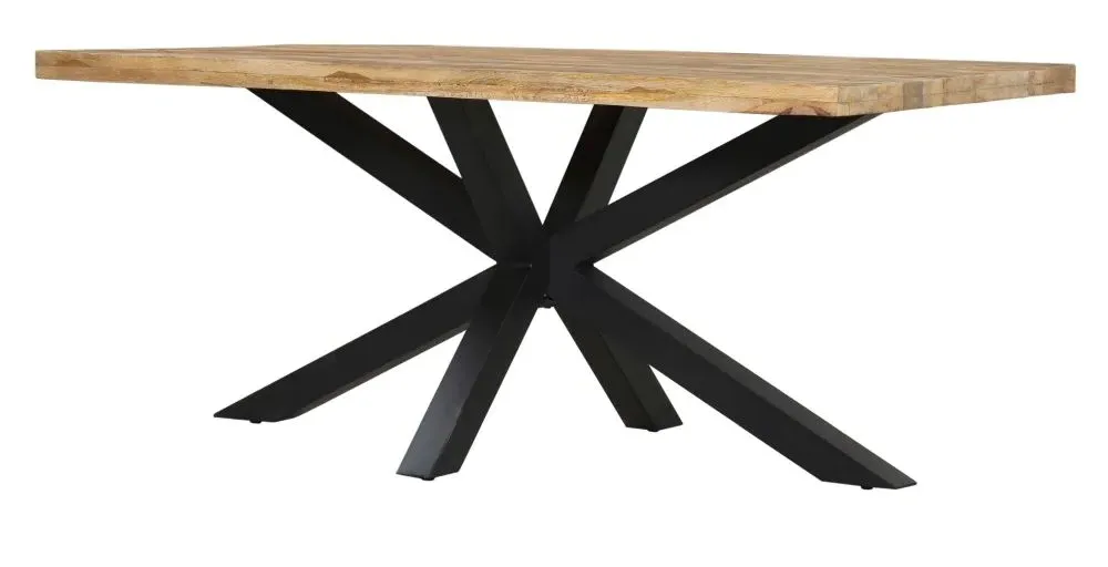 Fargo 6-Seater Dining Table with Spider Base - Rustic, Mango Wood