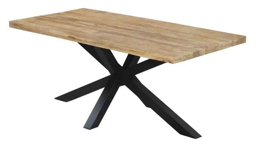 Fargo 6-Seater Dining Table with Spider Base - Rustic, Mango Wood