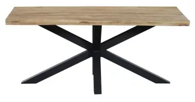 Fargo 6-Seater Dining Table with Spider Base - Rustic, Mango Wood